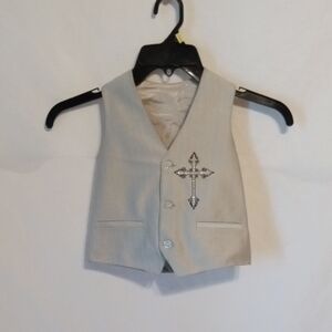 Stylish Cream  Kids Vest with Cross Embellishment